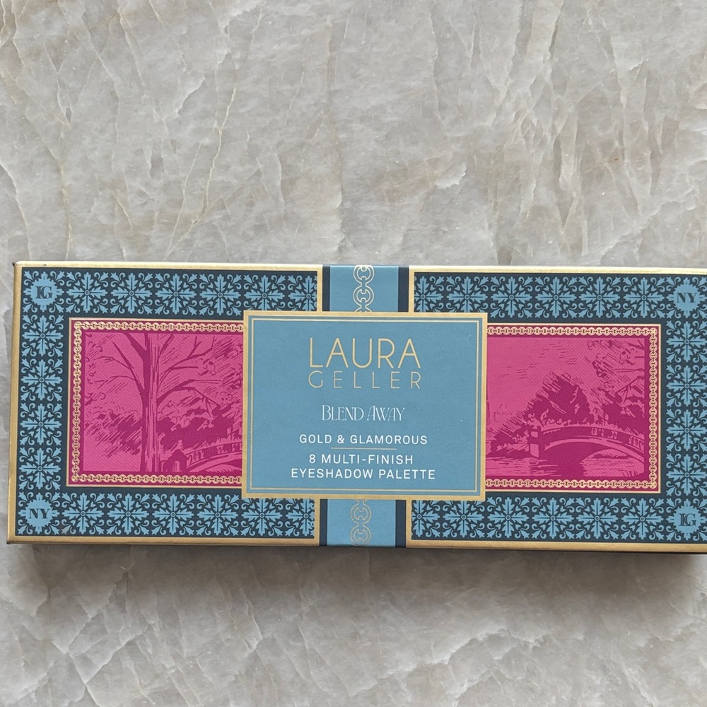 Laura Geller Blue and Pink Gold-Trim Eyeshadow Palette Packaging